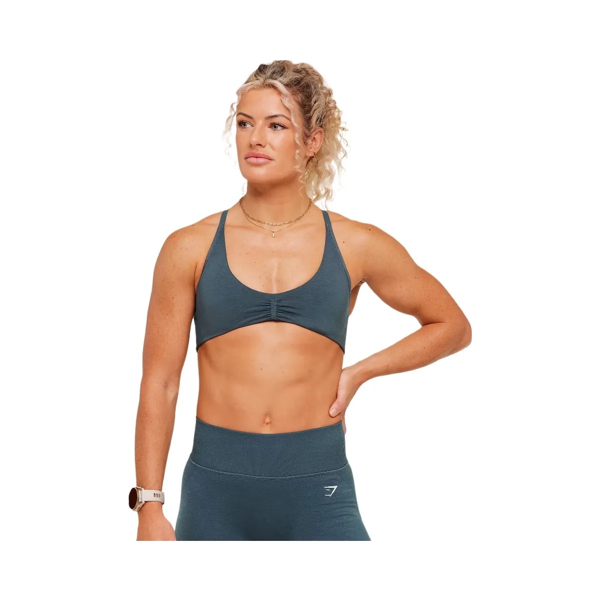 Gymshark Interval Seamless Light Support Sports Bra "Stealth Blue" - HypeFly India View 1