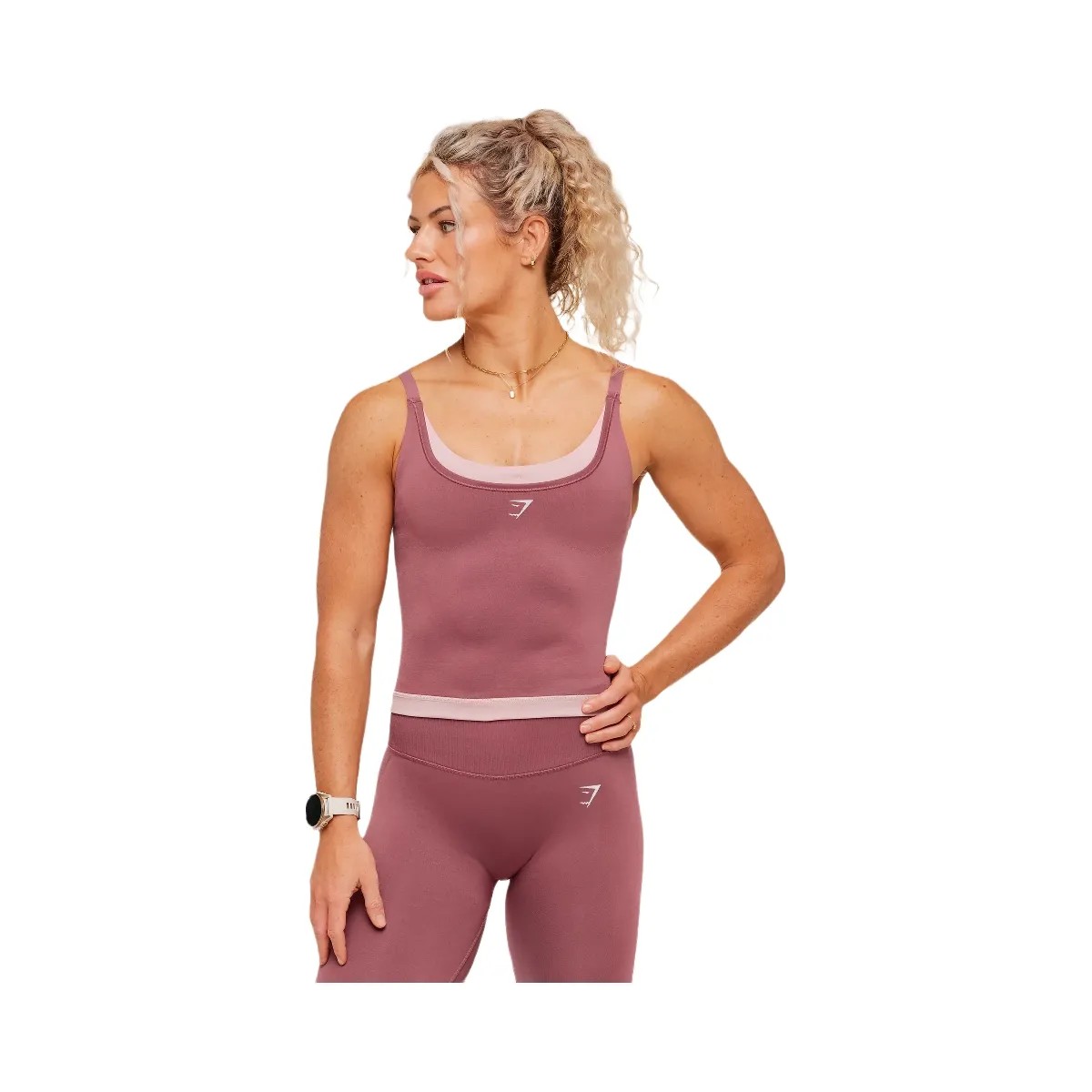 Gymshark Interval Seamless Midi Tank "Reset Pink Light Pink" - HypeFly India View 1