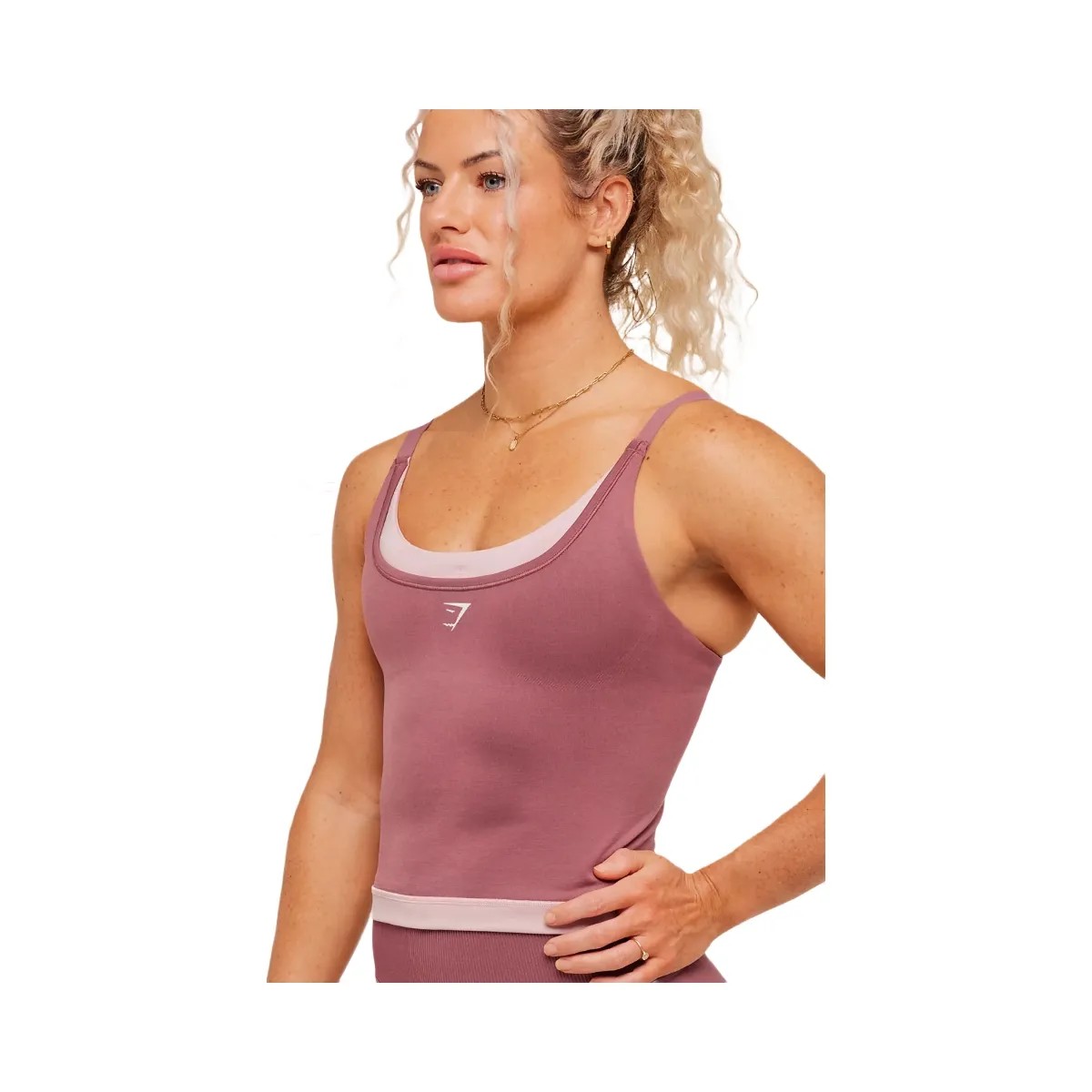 Gymshark Interval Seamless Midi Tank "Reset Pink Light Pink" - HypeFly India View 2