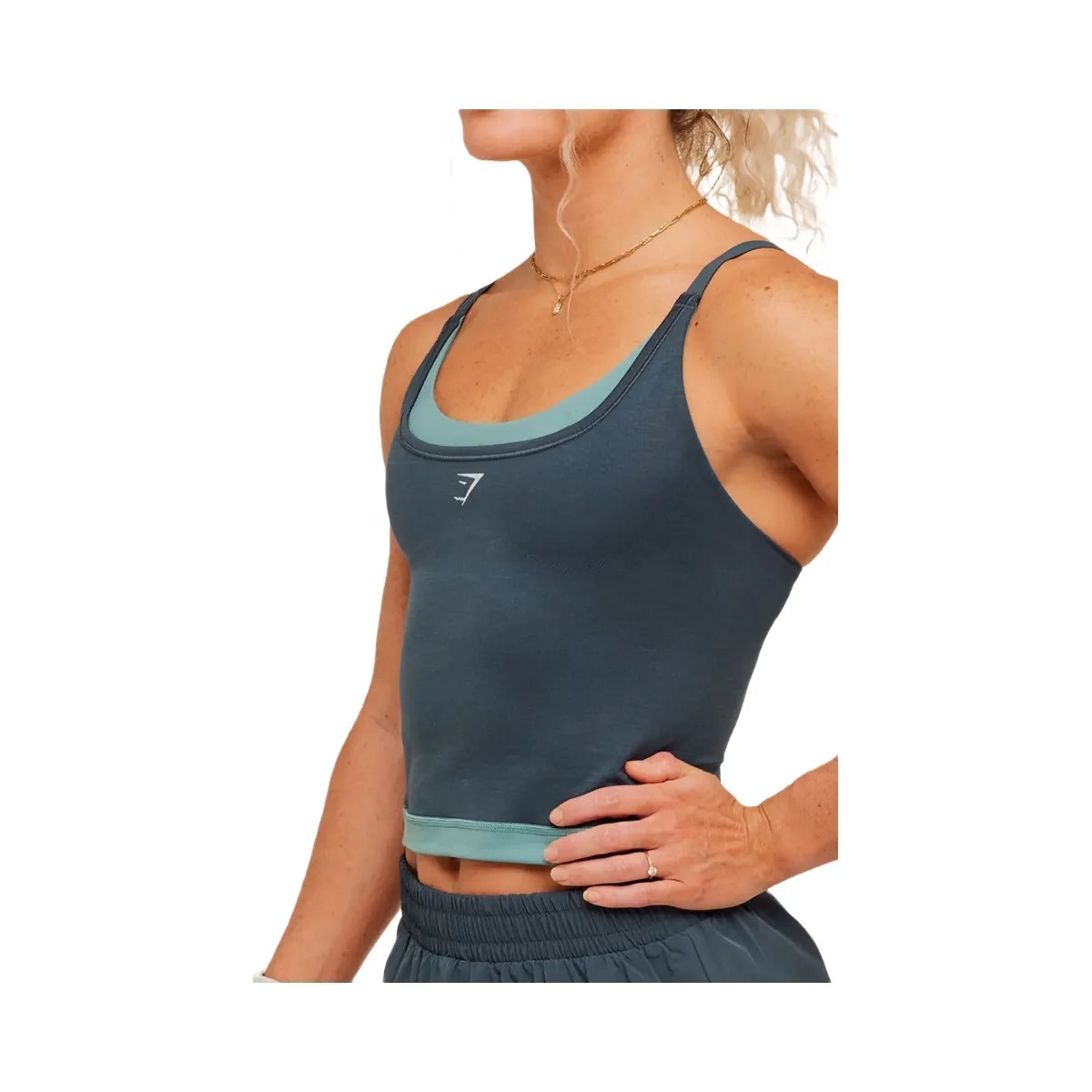 Gymshark Interval Seamless Midi Tank "Stealth Blue Storm Blue" - HypeFly India View 3