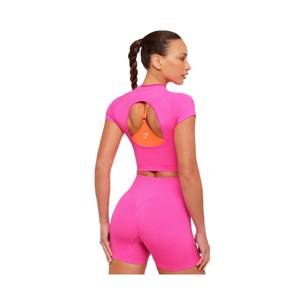 Gymshark Interval Seamless Short Sleeve Crop Top "Electric Pink Super-Set Pink" - HypeFly India View 3