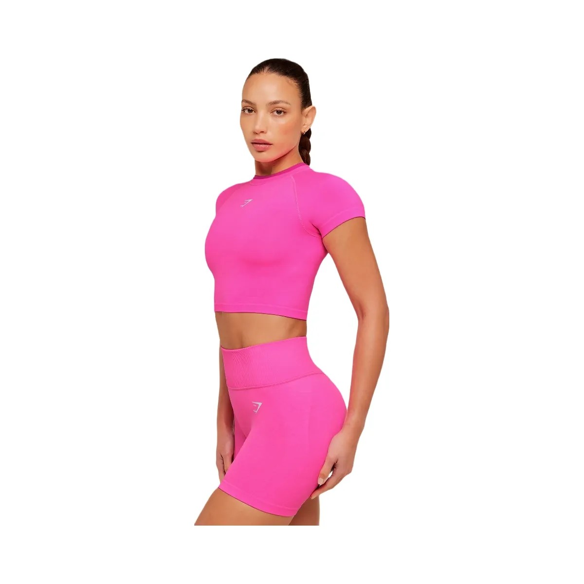 Gymshark Interval Seamless Short Sleeve Crop Top "Electric Pink Super-Set Pink" - HypeFly India View 4