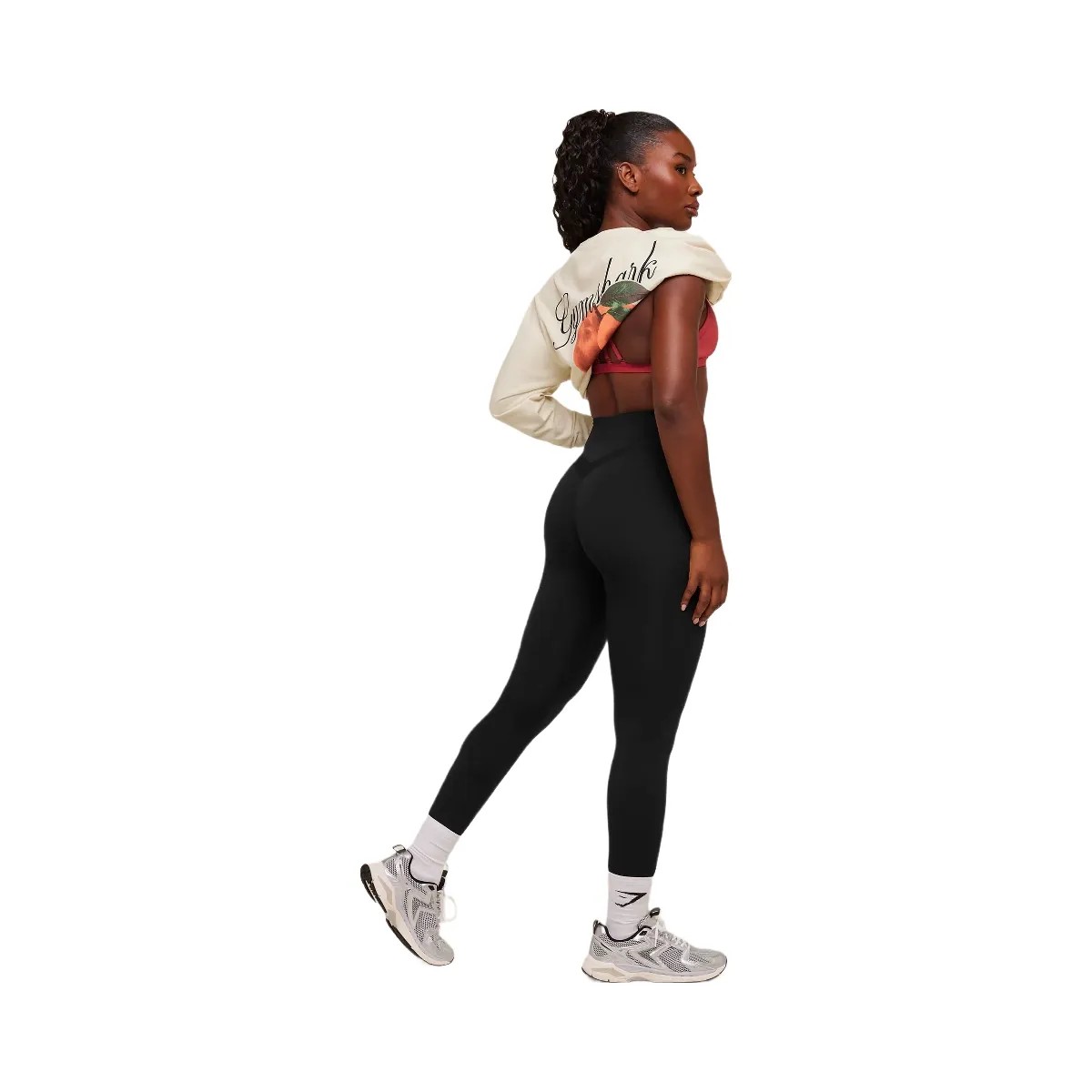 Gymshark Juicy Peach Long Sleeve T-Shirt "Oat White" - HypeFly India View 4