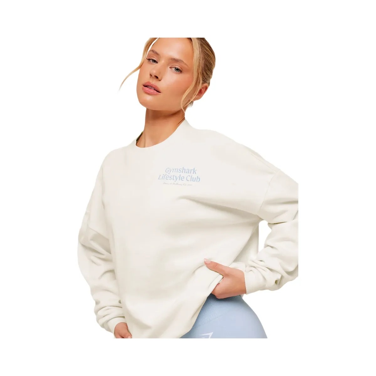Gymshark Lifestyle Club Graphic Sweatshirt "Soft White" - HypeFly India View 5