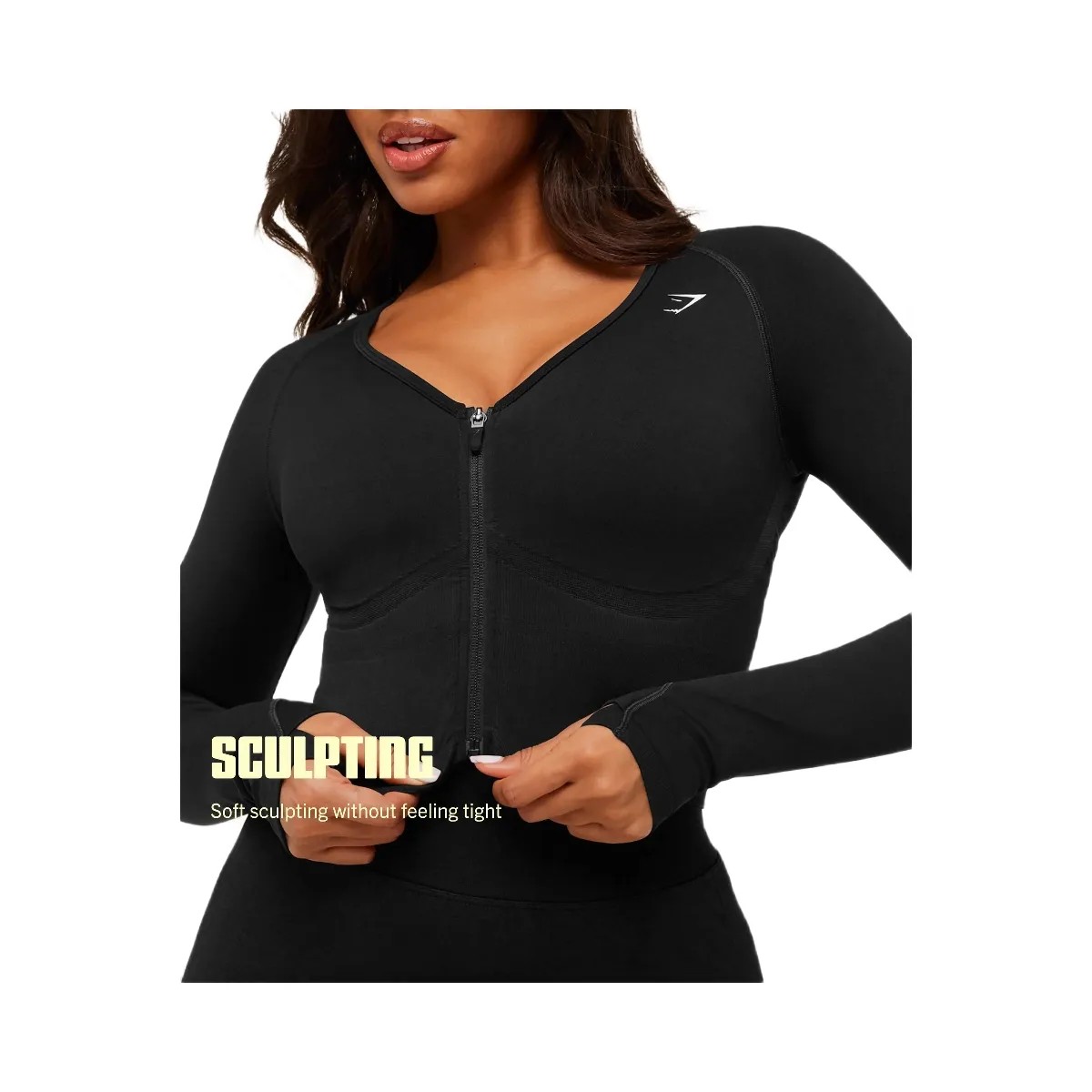 Gymshark Lift Seamless Jacket "Black Black Marl" - HypeFly India View 2