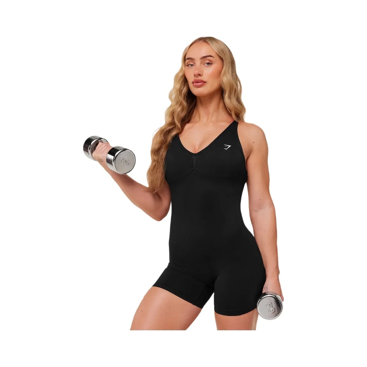 Gymshark Lift Seamless Strappy All in One "Black Black Marl" - HypeFly India View 5