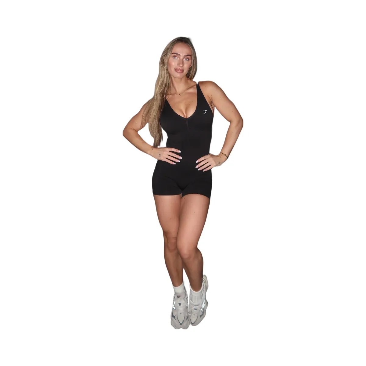 Gymshark Lift Seamless Strappy All in One "Black Black Marl" - HypeFly India View 6
