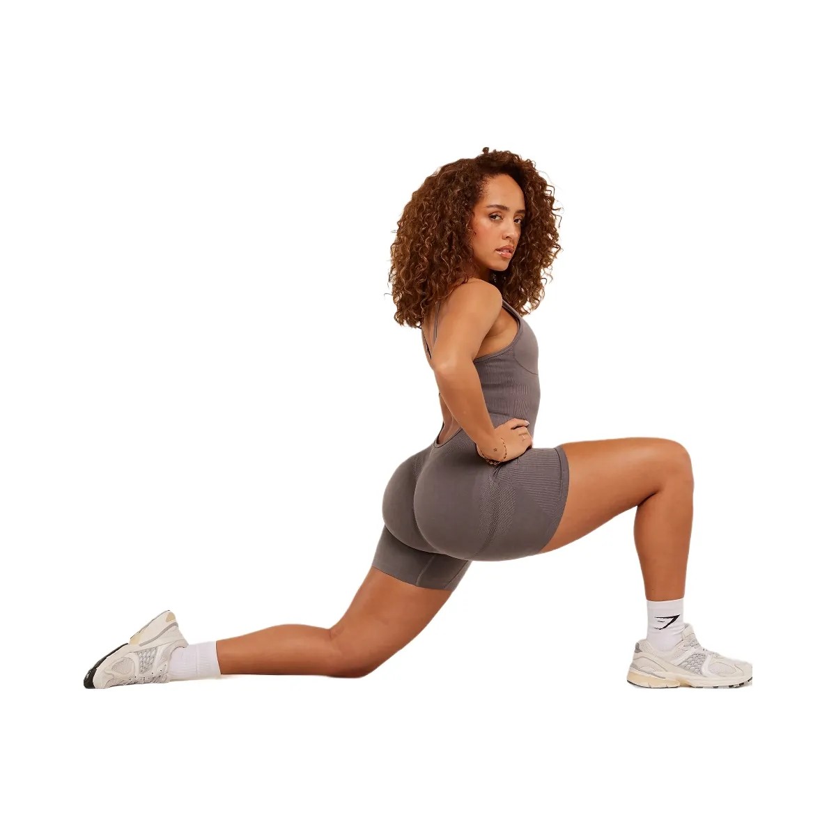 Gymshark Lift Seamless Strappy All in One "Cool Brown" - HypeFly India View 5