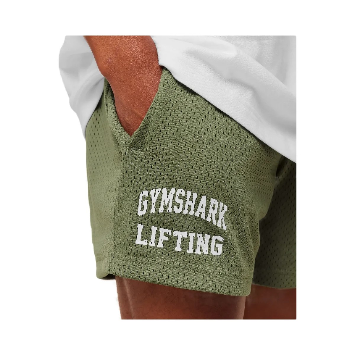Gymshark Lifting Mesh 5" Shorts "GS Grounded Green" - HypeFly India View 5