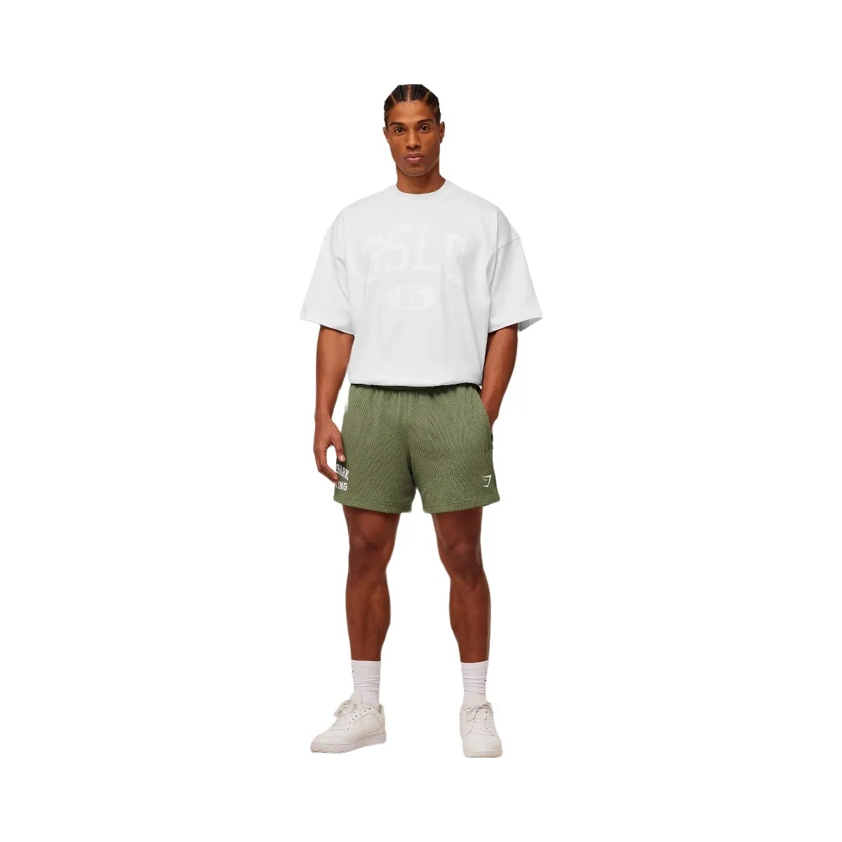 Gymshark Lifting Mesh 5" Shorts "GS Grounded Green" - HypeFly India View 6