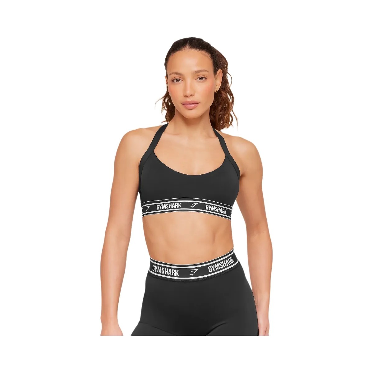 Gymshark Light Support Halter Neck Logo Sports Bra "Black" - HypeFly India View 1