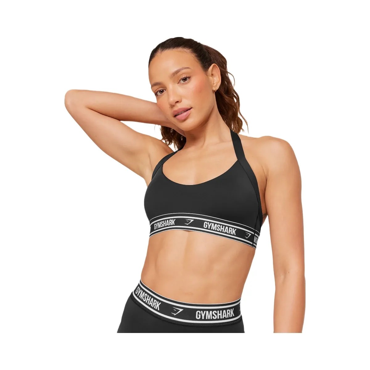Gymshark Light Support Halter Neck Logo Sports Bra "Black" - HypeFly India View 6