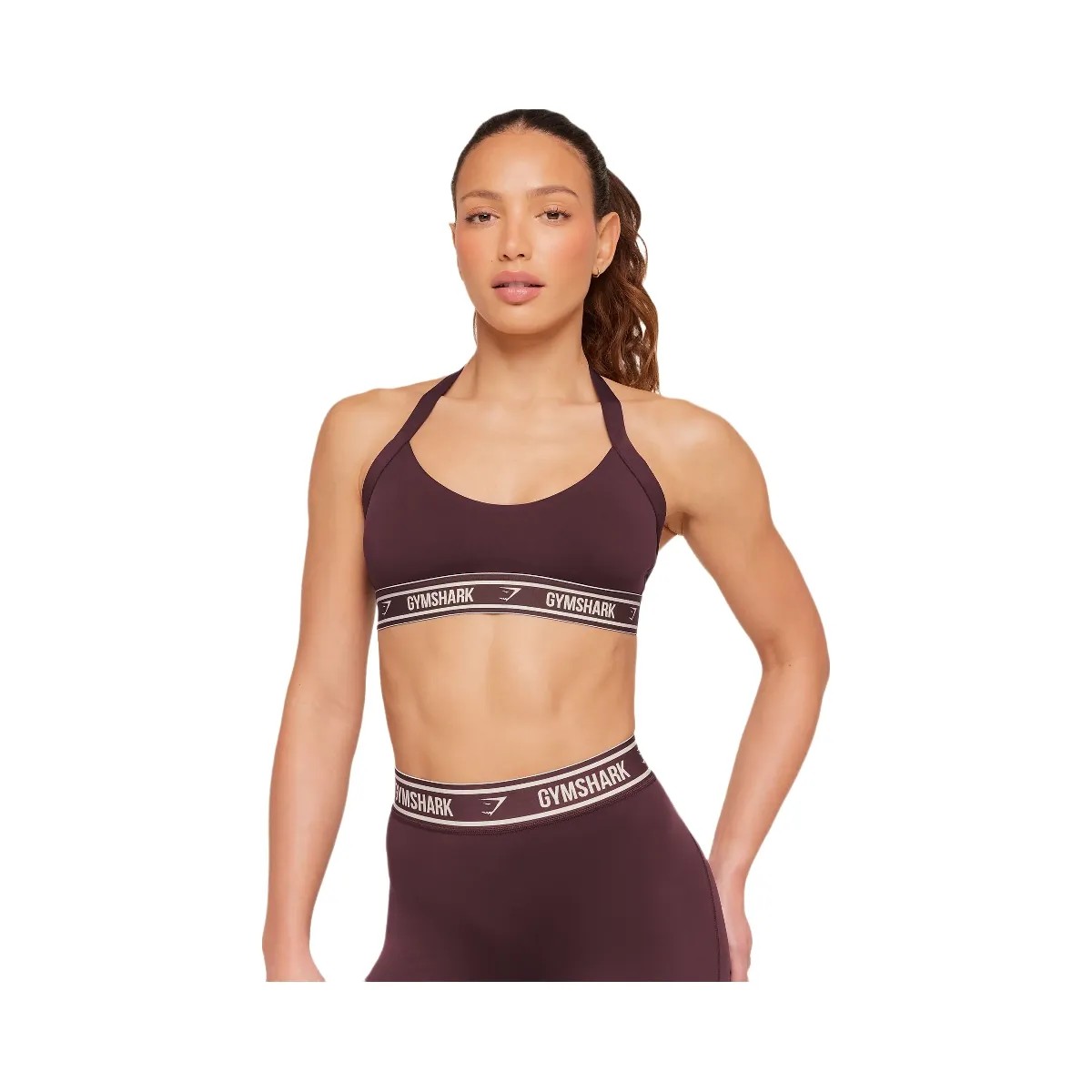 Gymshark Light Support Halter Neck Logo Sports Bra "Cherry Purple" - HypeFly India View 1