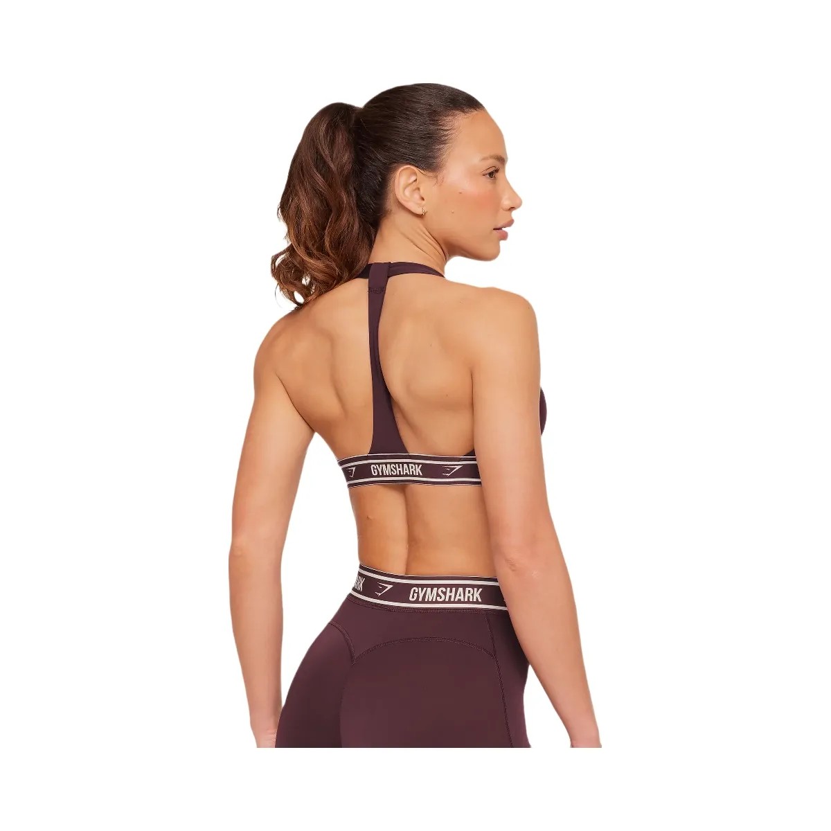 Gymshark Light Support Halter Neck Logo Sports Bra "Cherry Purple" - HypeFly India View 2