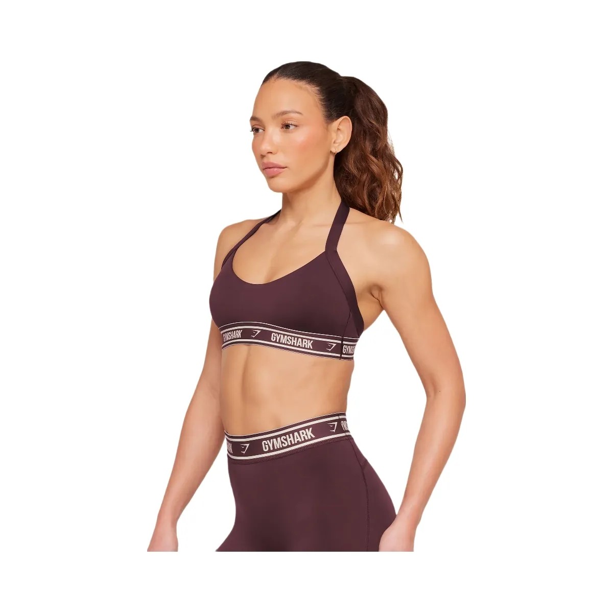 Gymshark Light Support Halter Neck Logo Sports Bra "Cherry Purple" - HypeFly India View 3