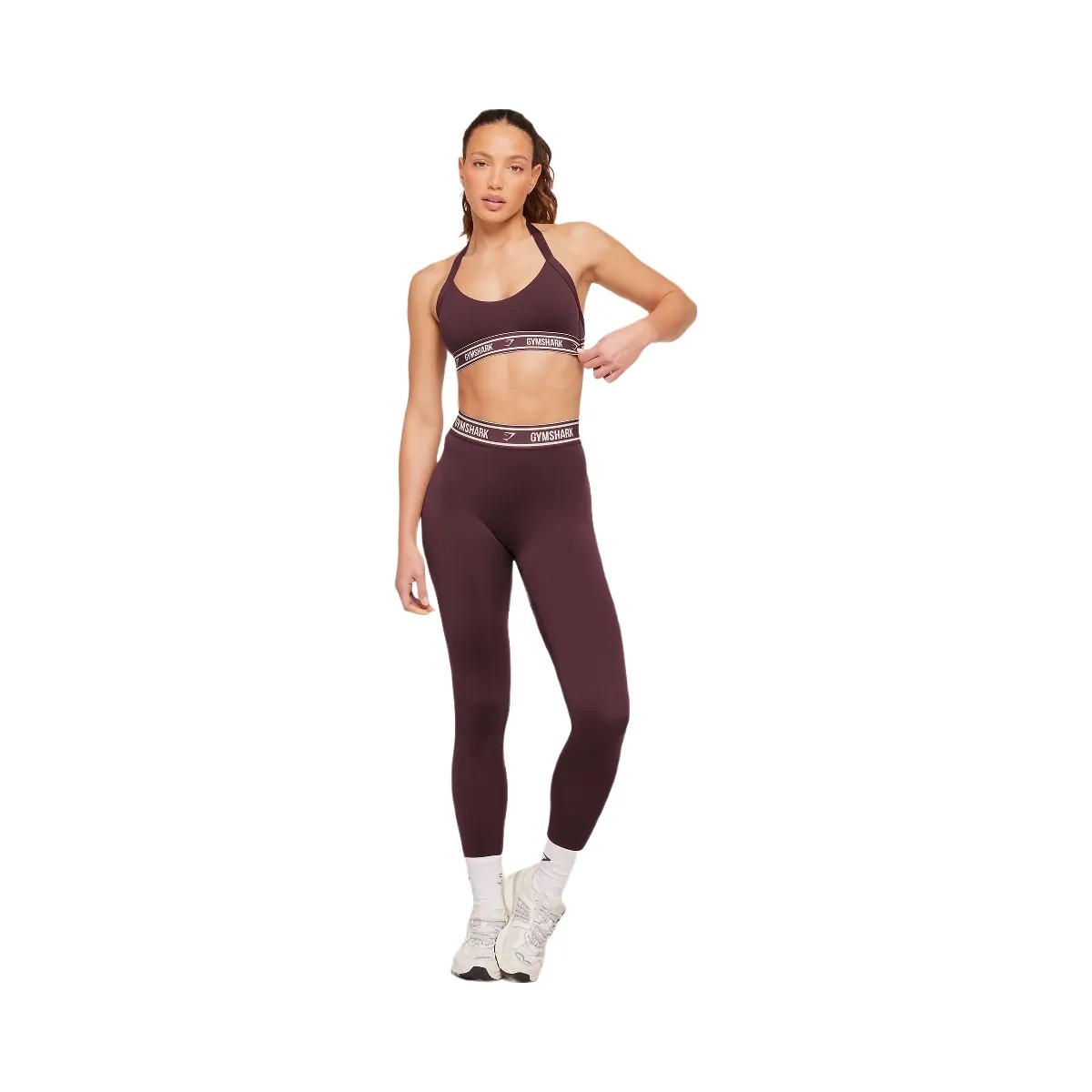 Gymshark Light Support Halter Neck Logo Sports Bra "Cherry Purple" - HypeFly India View 4