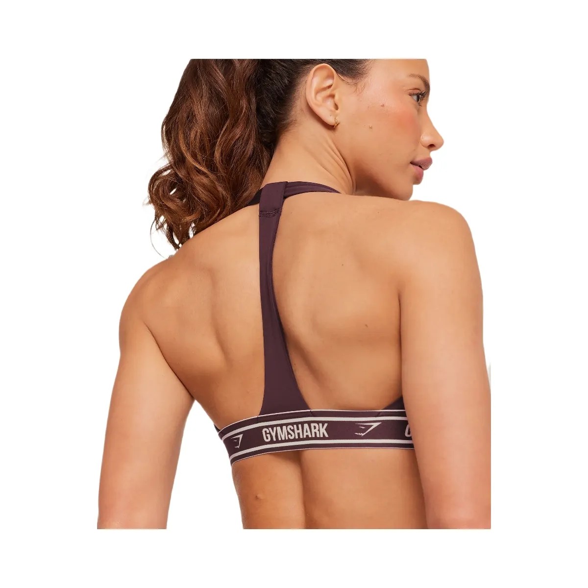 Gymshark Light Support Halter Neck Logo Sports Bra "Cherry Purple" - HypeFly India View 5