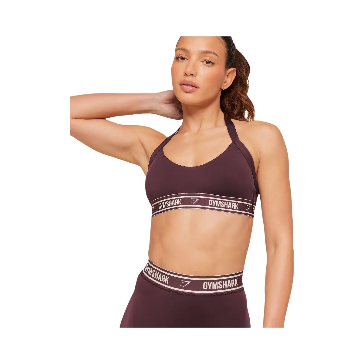 Gymshark Light Support Halter Neck Logo Sports Bra "Cherry Purple" - HypeFly India View 6