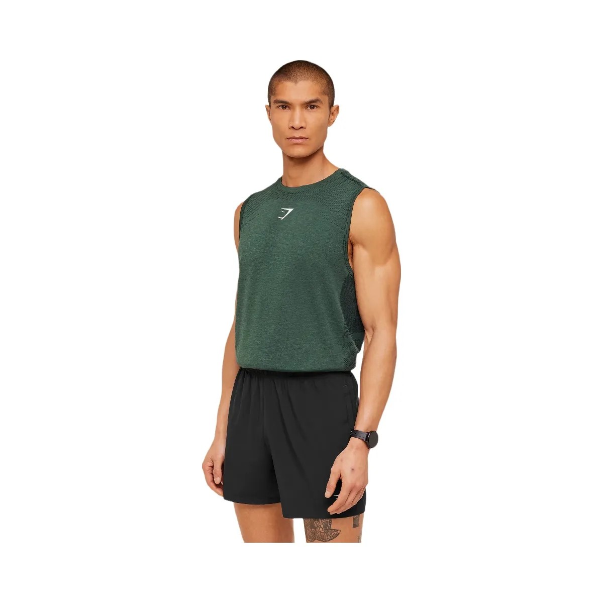 Gymshark Lightweight Seamless Tank "GS Victory Green Marl" - HypeFly India View 3