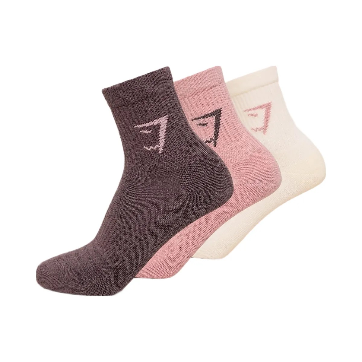 Gymshark Midi Socks 3pk "Soft White Light Pink Cool Brown" - HypeFly India View 1