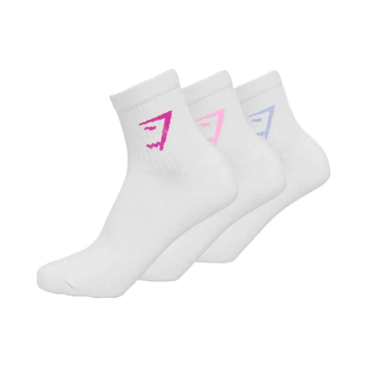 Gymshark Midi Socks 3pk "White Chilled Blue Focus Pink Super-Set Pink" - HypeFly India View 1
