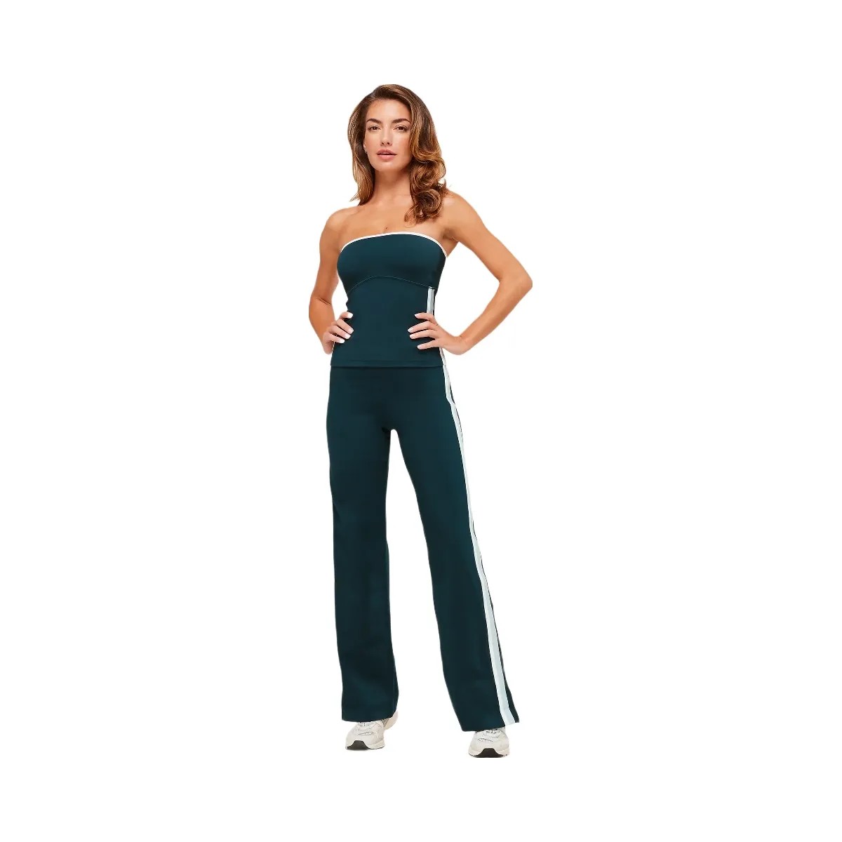 Gymshark Piping Wide Leg Pants "Deep Petrol Blue Smoke Blue Soft White" - HypeFly India View 4