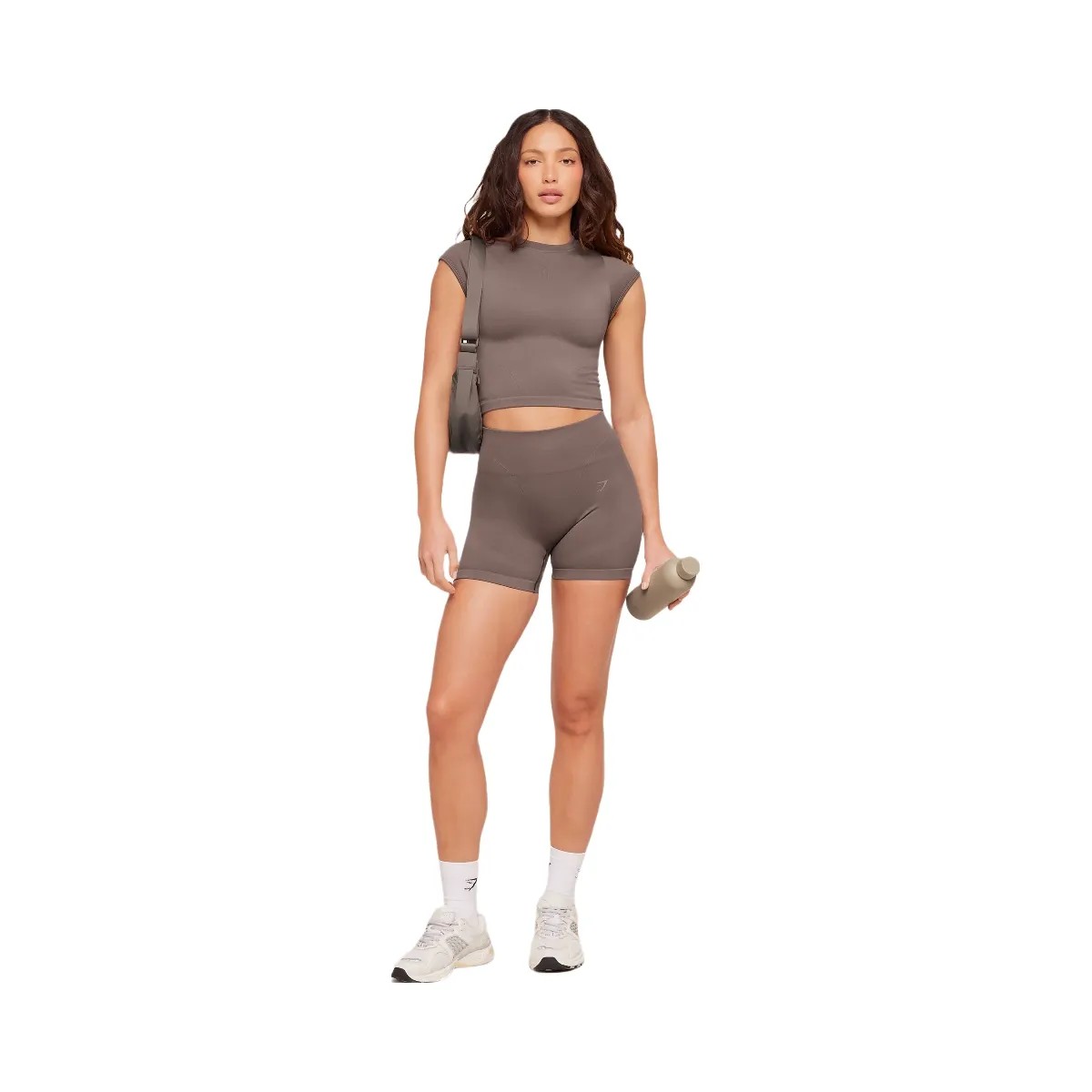 Gymshark Poise Crew Neck Short Sleeve Top "Cool Brown" - HypeFly India View 4