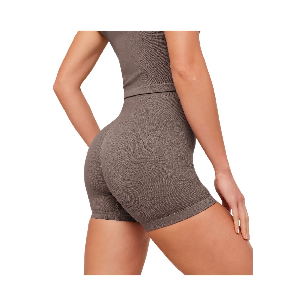 Gymshark Poise Seamless Shorts "Cool Brown" - HypeFly India View 5