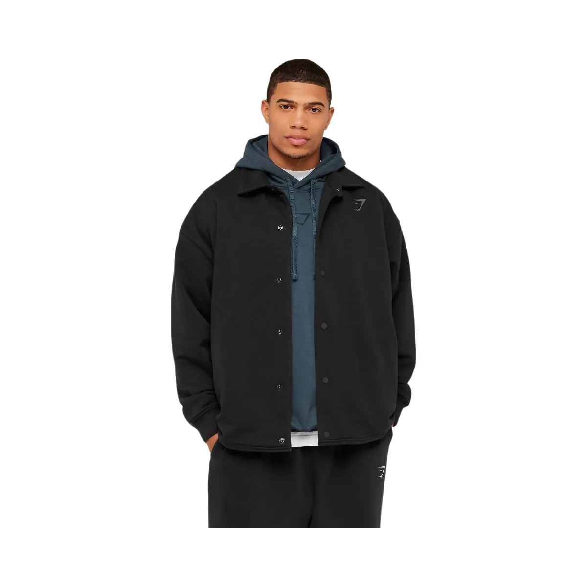Gymshark Power Coach Jacket "GS Black GS Asphalt Grey" - HypeFly India View 1