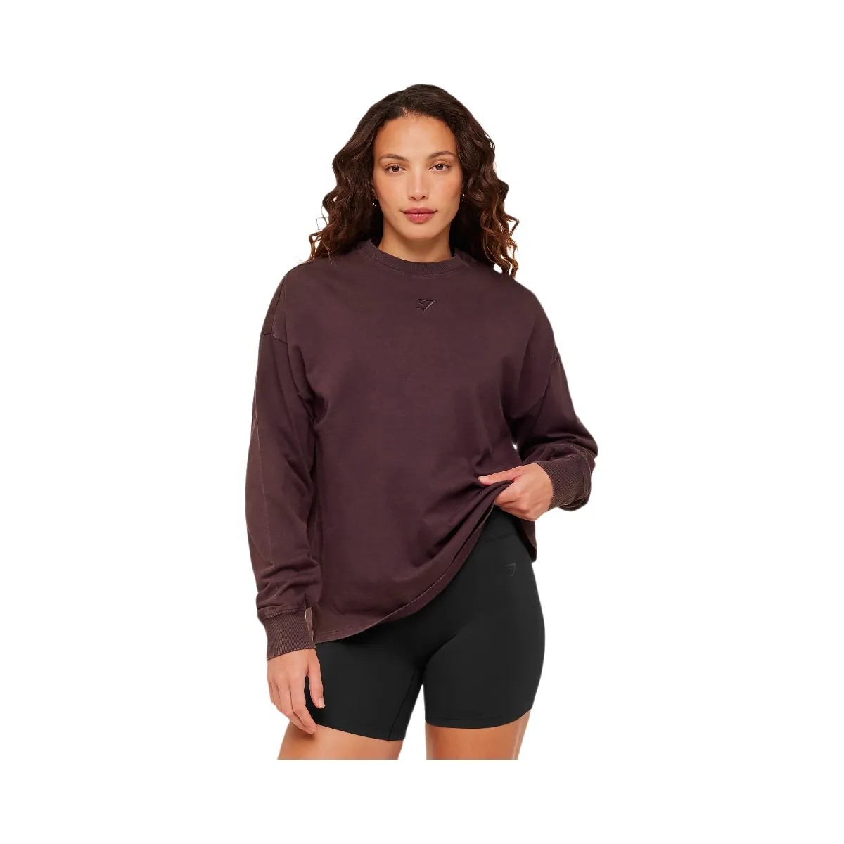 Gymshark Power Washed Long Sleeve Top "Cherry Purple Acid Wash" - HypeFly India View 2