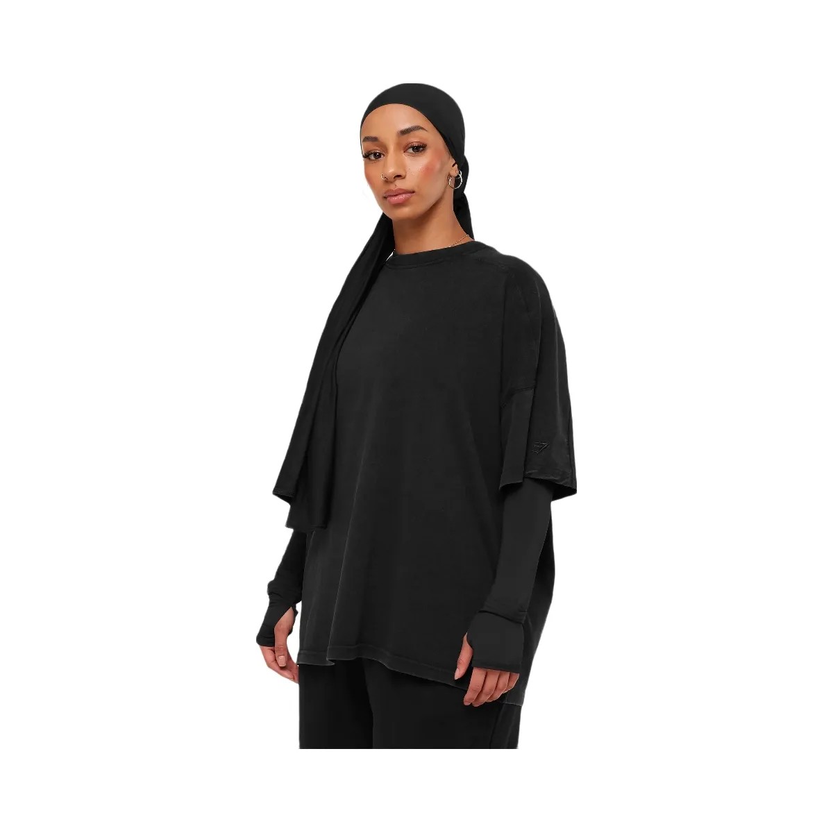 Gymshark Pump Cover Structured Fleece Top "Black Wash" - HypeFly India View 3