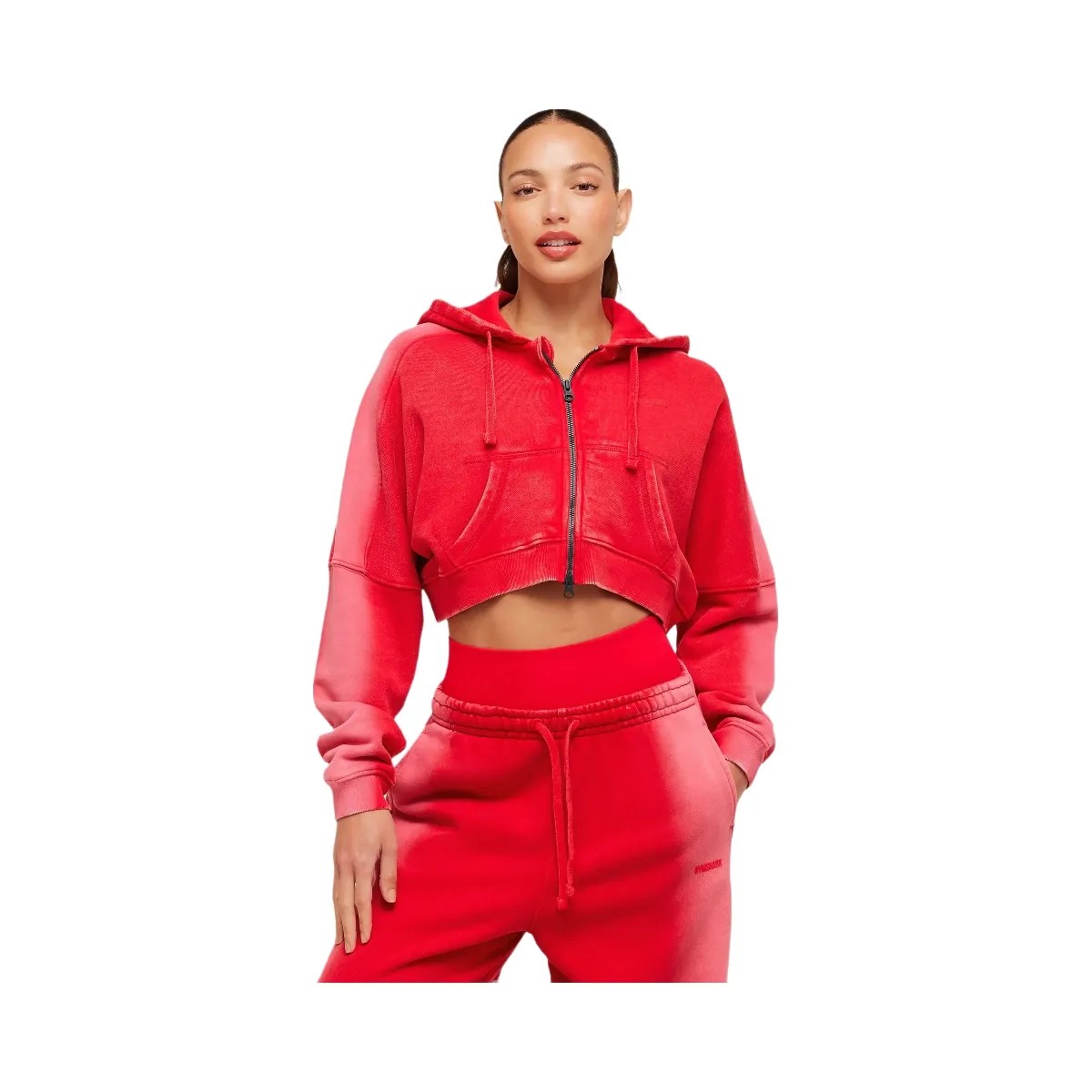 Gymshark Pump Washed Zip Through Hoodie "Carmine Red Soft White" - HypeFly India View 1