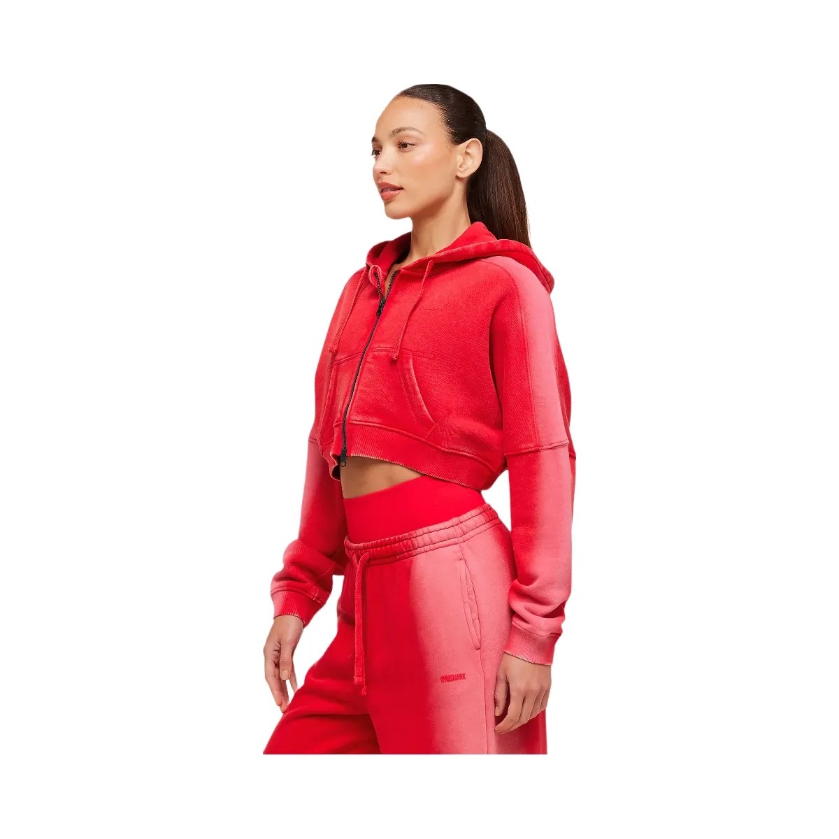 Gymshark Pump Washed Zip Through Hoodie "Carmine Red Soft White" - HypeFly India View 3