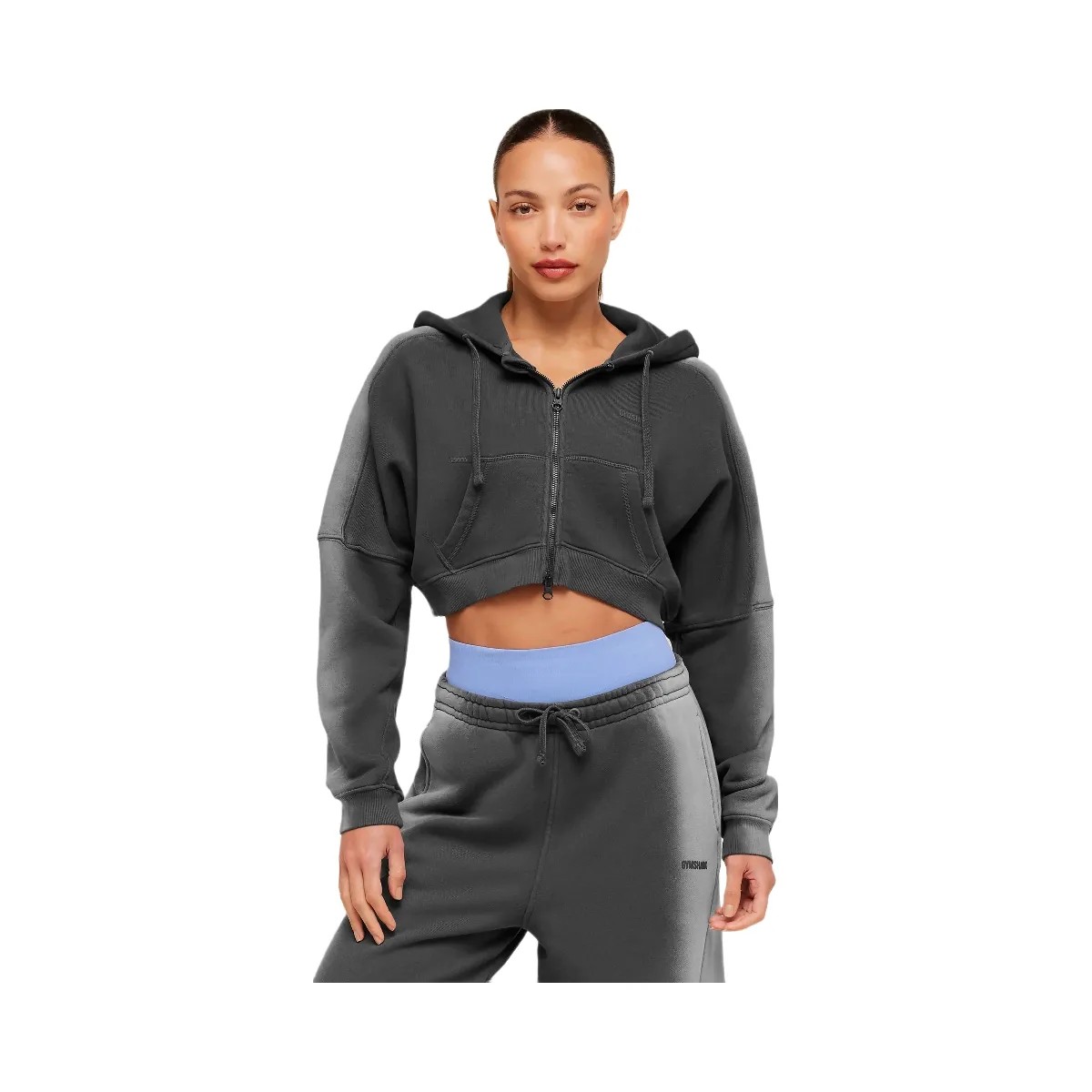 Gymshark Pump Washed Zip Through Hoodie "Onyx Grey Stratus Grey" - HypeFly India View 1