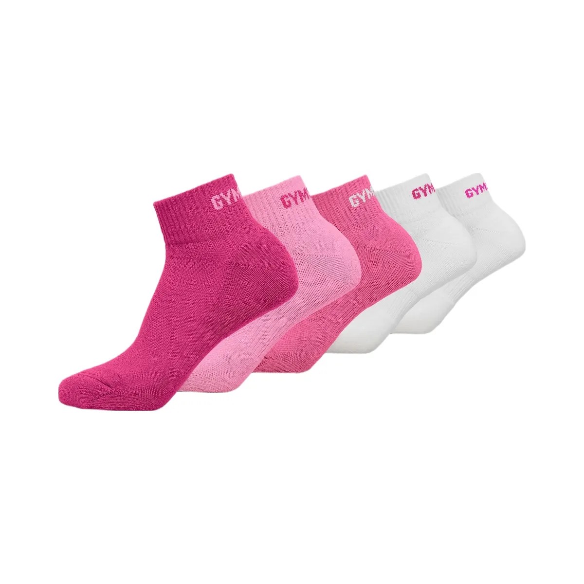 Gymshark Quarter Socks 5pk "Electric Pink Super-Set Pink Focus Pink White" - HypeFly India View 1
