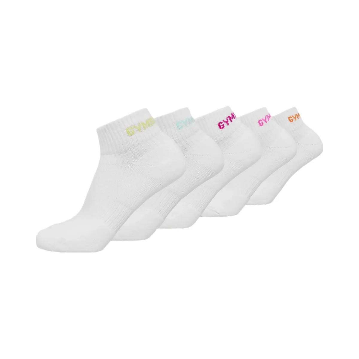 Gymshark Quarter Socks 5pk "White Sorbet Yellow Pop Turquoise Super-Set Pink Electric Pink Dayglow Peach" - HypeFly India View 1
