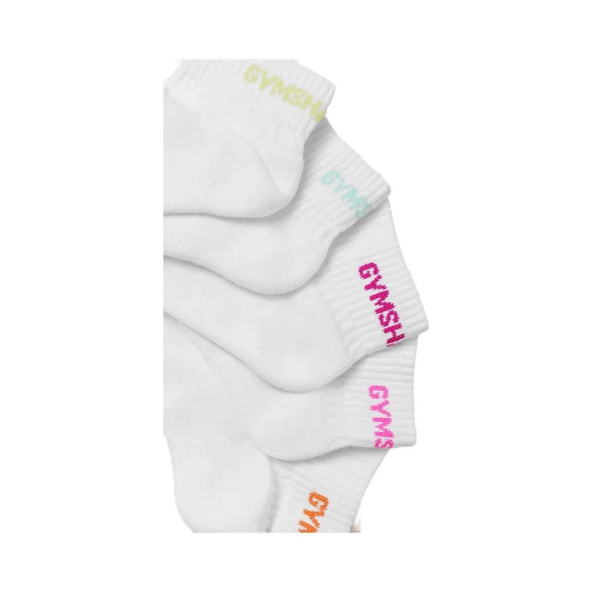 Gymshark Quarter Socks 5pk "White Sorbet Yellow Pop Turquoise Super-Set Pink Electric Pink Dayglow Peach" - HypeFly India View 2