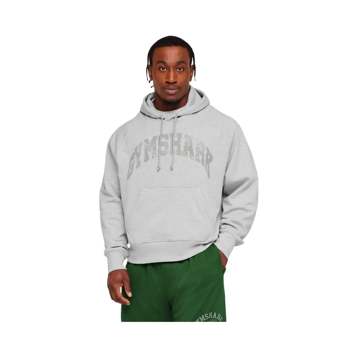 Gymshark Retro Collegiate Graphic Hoodie "Bros Soft Grey Marl" - HypeFly India View 1