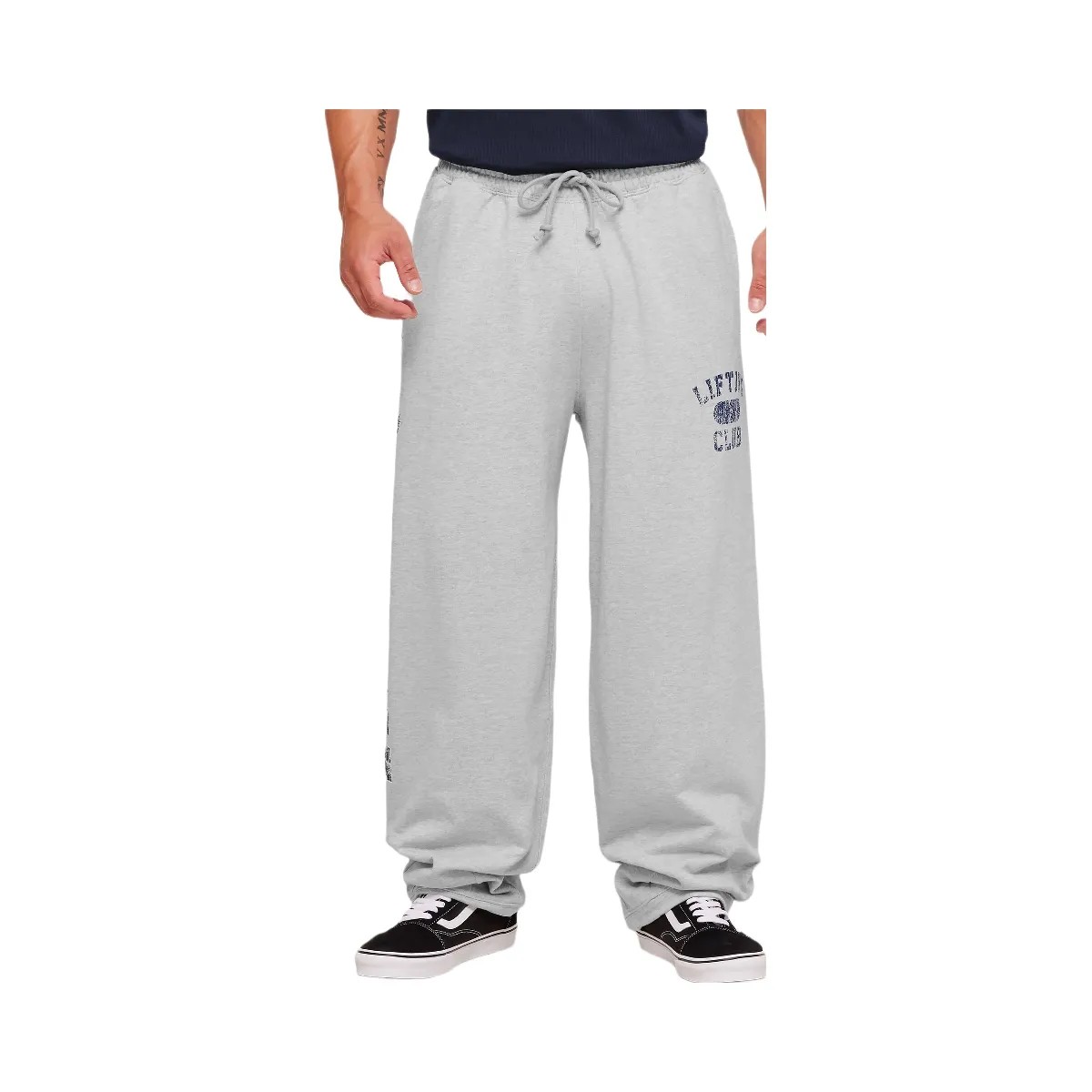 Gymshark Retro Collegiate Graphic Wide Leg Pants "Bros Soft Grey Marl" - HypeFly India View 1