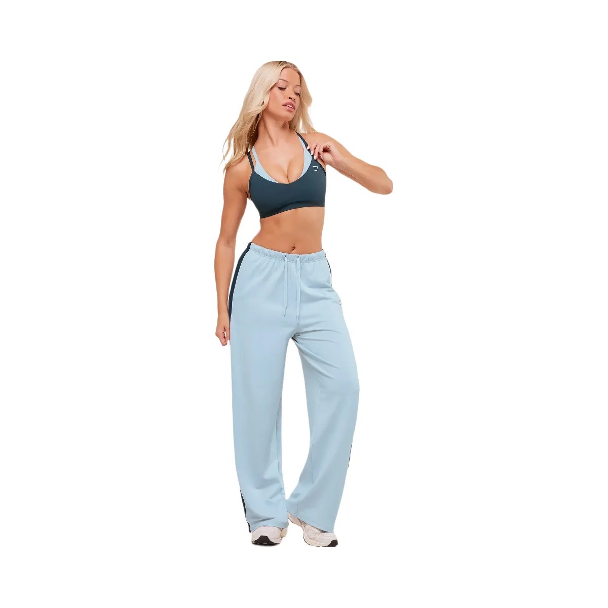 Gymshark Retro Stripe Snap Pants "Smoke Blue Deep Petrol Blue" - HypeFly India View 4