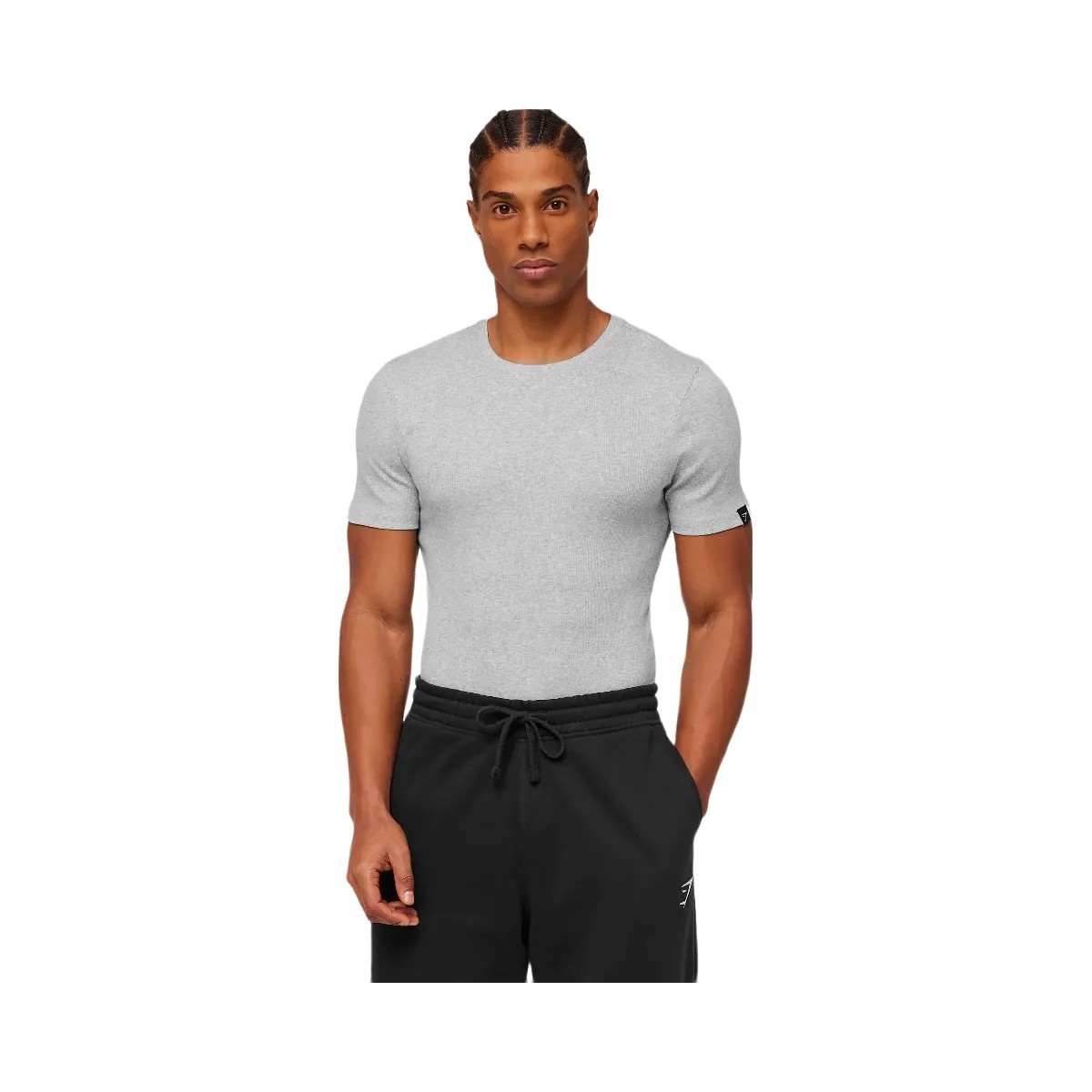 Gymshark Ribbed T-Shirt "Light Grey Core Marl" - HypeFly India View 1