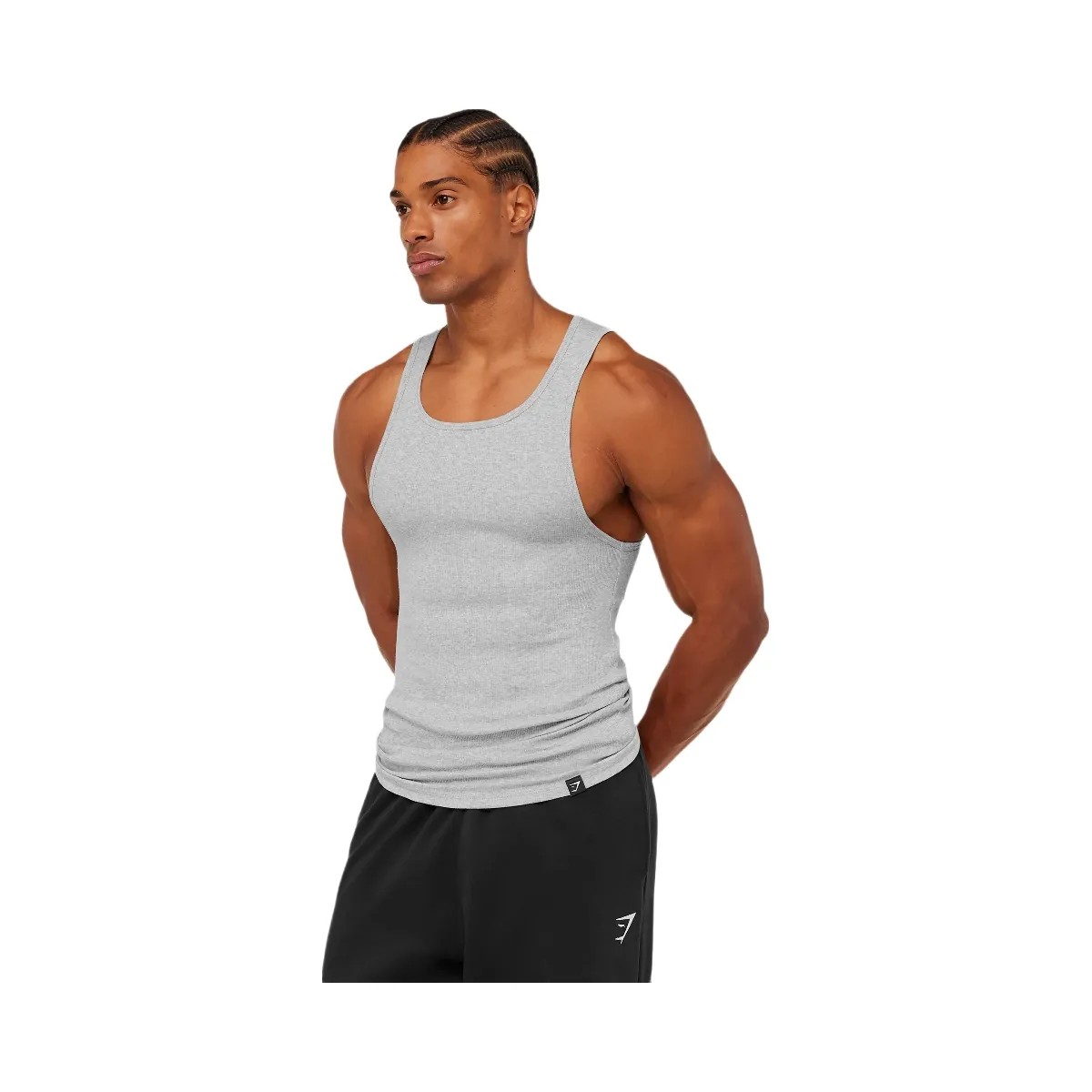 Gymshark Ribbed Tank 1PK "Light Grey Core Marl" - HypeFly India View 3