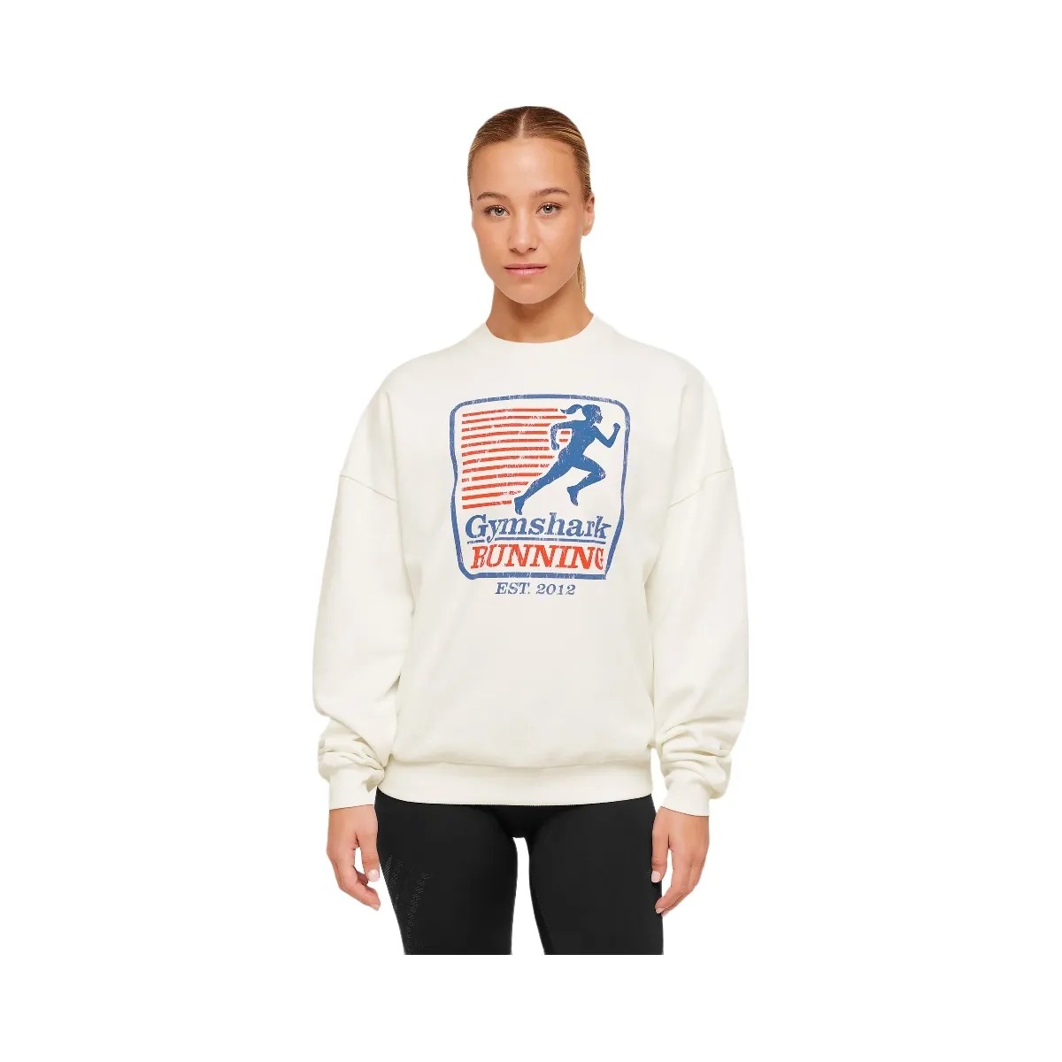 Gymshark Run Club Graphic Sweatshirt "GS Soft White" - HypeFly India View 1