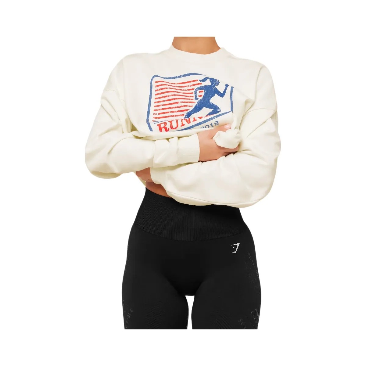 Gymshark Run Club Graphic Sweatshirt "GS Soft White" - HypeFly India View 6