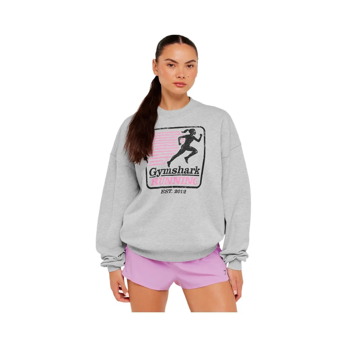 Gymshark Run Club Graphic Sweatshirt "Light Grey Core Marl" - HypeFly India View 1