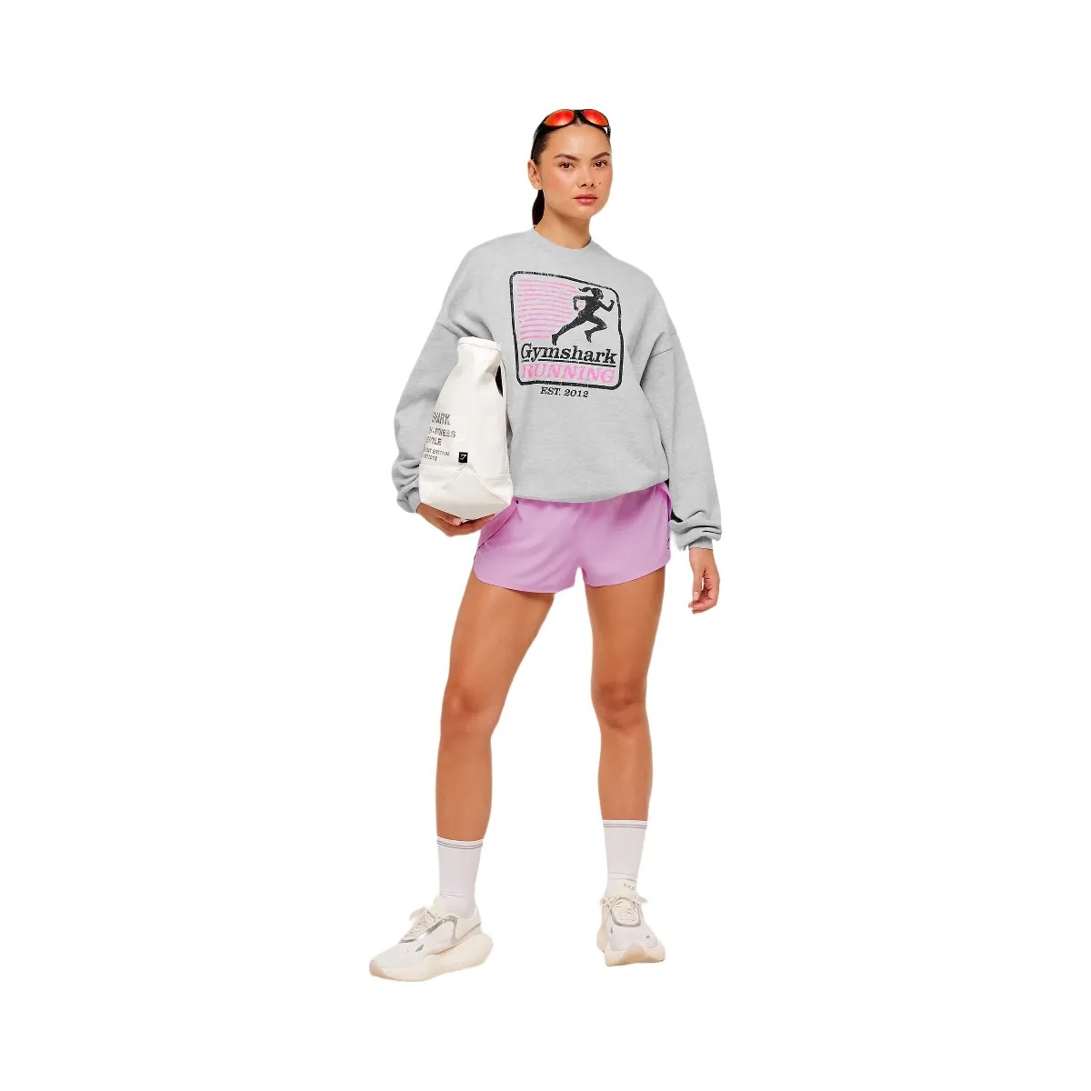 Gymshark Run Club Graphic Sweatshirt "Light Grey Core Marl" - HypeFly India View 4