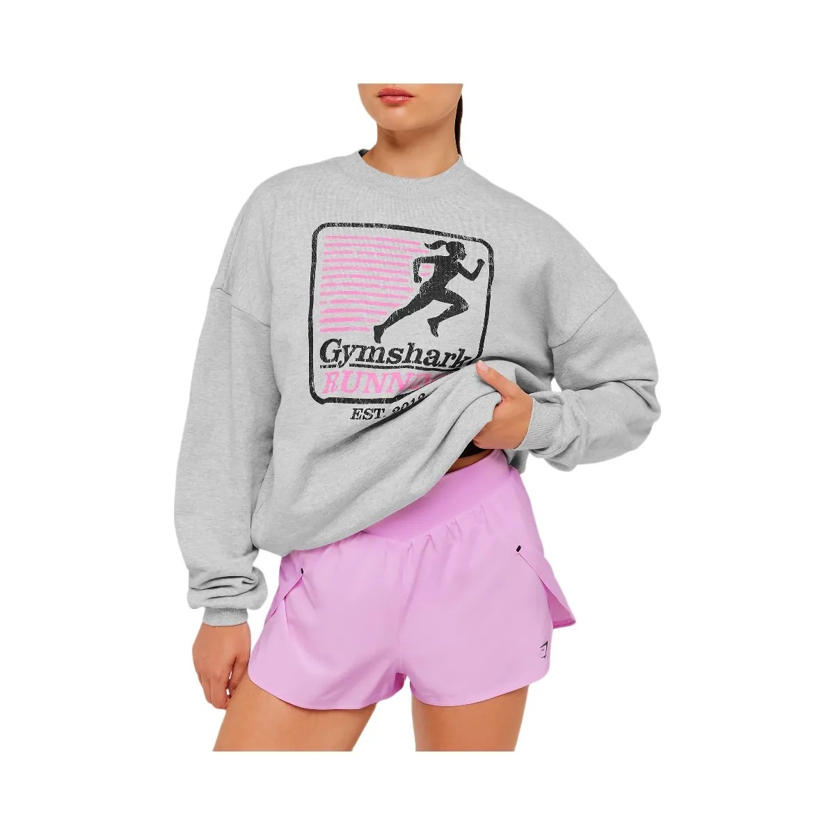 Gymshark Run Club Graphic Sweatshirt "Light Grey Core Marl" - HypeFly India View 5