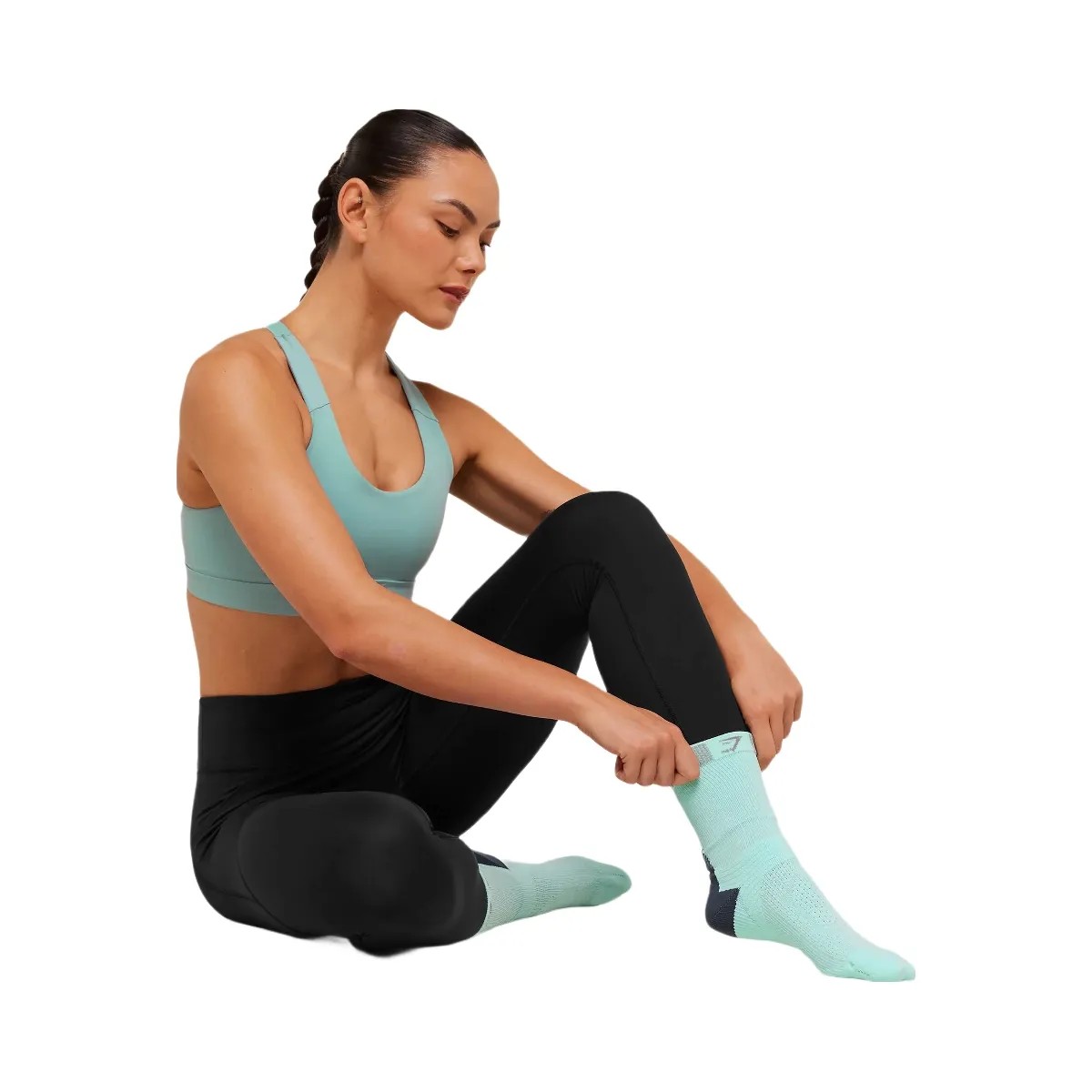 Gymshark Running Elite Crew Sock Single "Pop Turquoise" - HypeFly India View 4