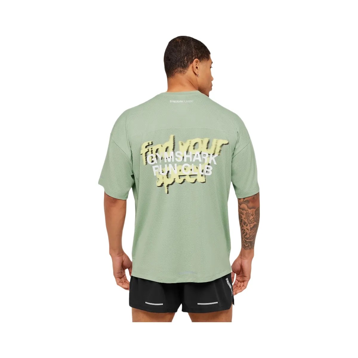 Gymshark Running Graphic T-Shirt "GS Haze Green" - HypeFly India View 4