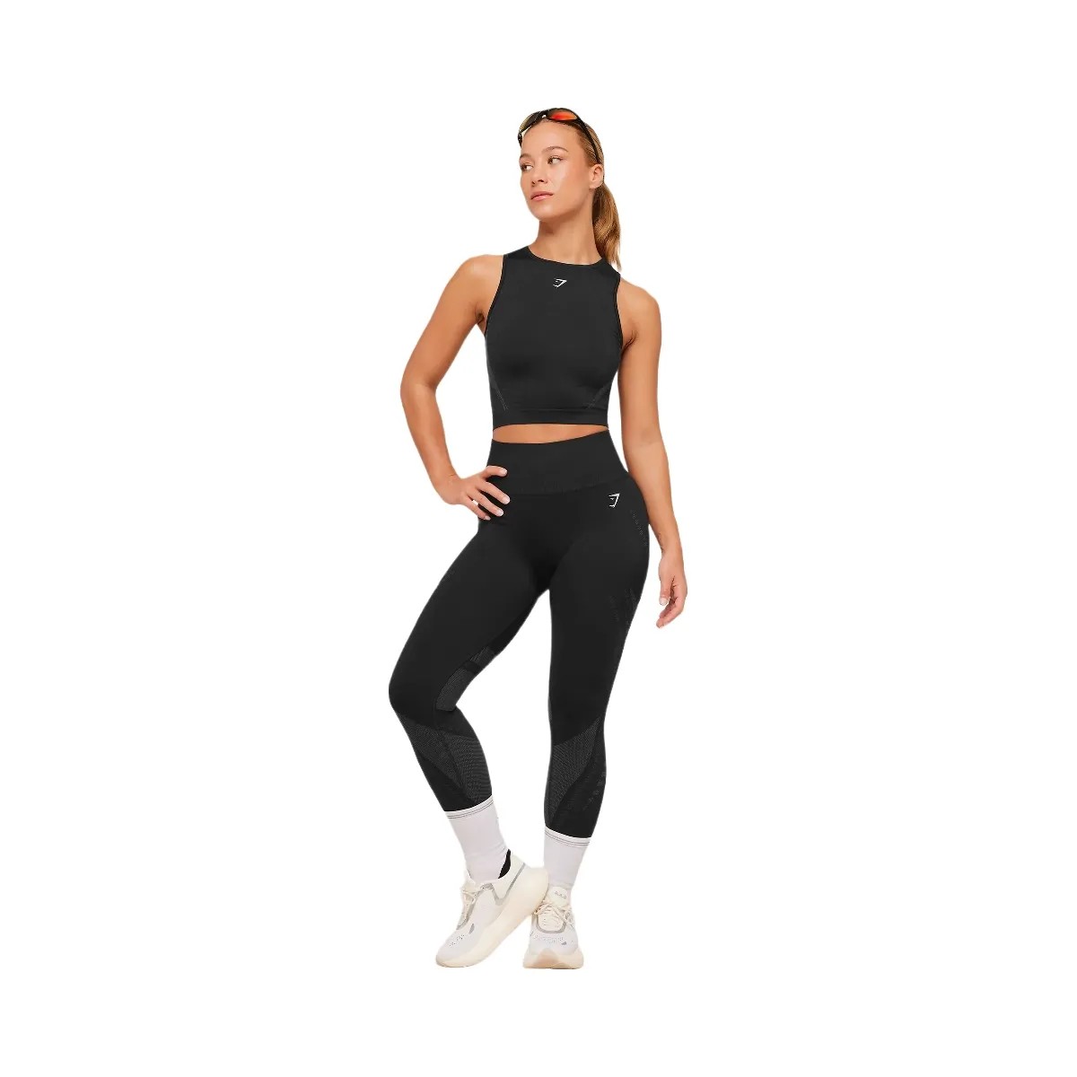 Gymshark Running Seamless Leggings "GS Black GS Asphalt Grey" - HypeFly India View 4